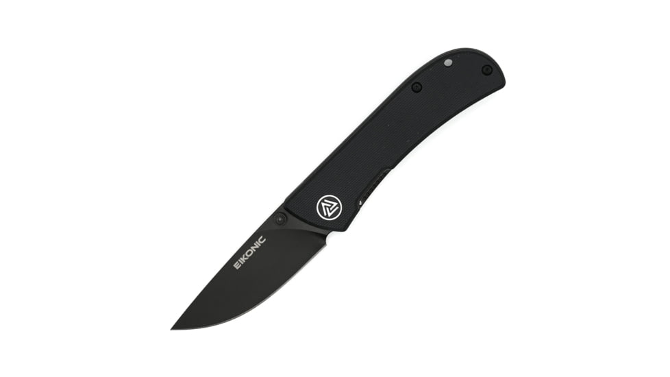 EIKONIC Knife Company Fairwind Folding Knife - Designed by HEA Designs, 2.72in, D2 Steel w/ Rockwell Hardness of 59-60, G10 Handle, Black/Black, 220BB