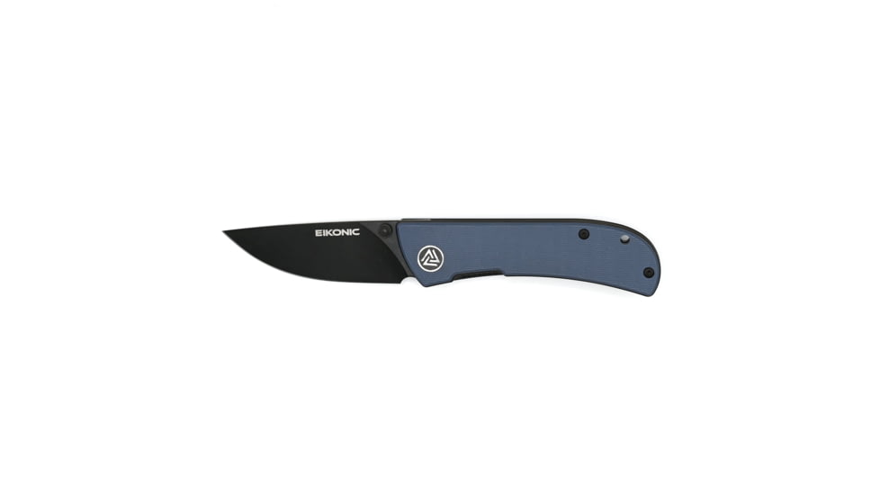 EIKONIC Knife Company Fairwind Folding Knife, 2.72in, D2 Steel w/ Rockwell Hardness of 59-60, G10 Handle, Black/ BlueGrey, 220BGY