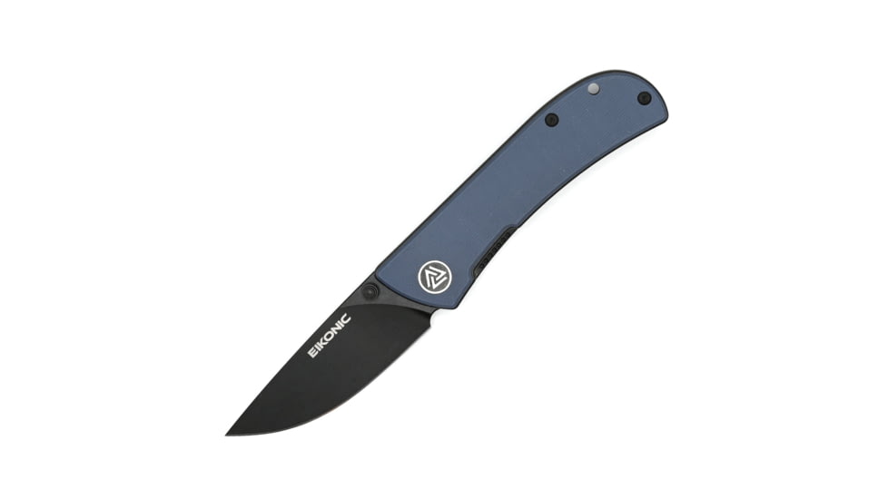 EIKONIC Knife Company Fairwind Folding Knife, 2.72in, D2 Steel w/ Rockwell Hardness of 59-60, G10 Handle, Black/ BlueGrey, 220BGY