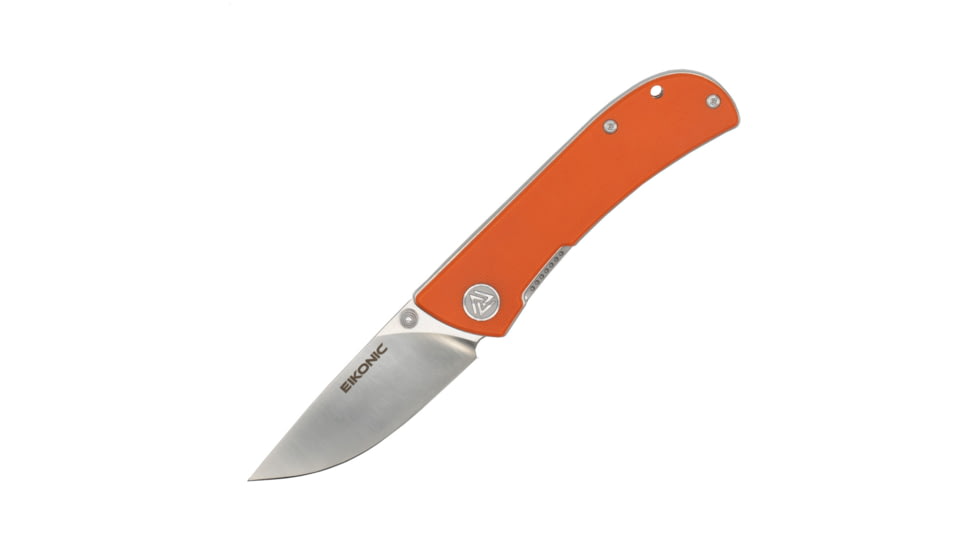 EIKONIC Knife Company Fairwind Folding Knife, 2.72in, D2 Steel w/ Rockwell Hardness of 59-60, G10 Handle, Satin/Orange, 220SOR