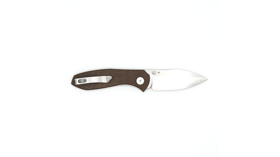 EIKONIC Knife Company Kasador Folding Knife, 2.7in, D2 Steel w/ Rockwell Hardness of 59-60, Micarta Handle, Satin/Brown, 331SBR