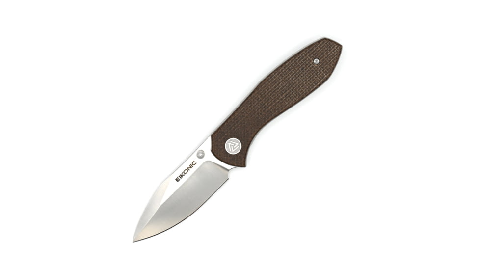 EIKONIC Knife Company Kasador Folding Knife, 2.7in, D2 Steel w/ Rockwell Hardness of 59-60, Micarta Handle, Satin/Brown, 331SBR