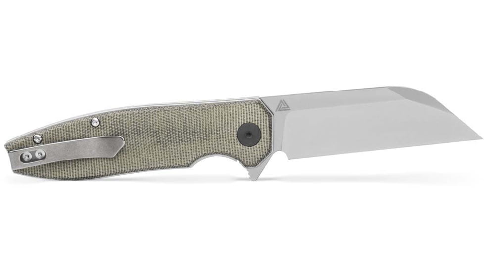 EIKONIC Knife Company Karak 3.25 Folding Wharncliffe Plain Black PVD Nitro-V Blade, 4 Green Canvas Micarta Handle, KA7SG