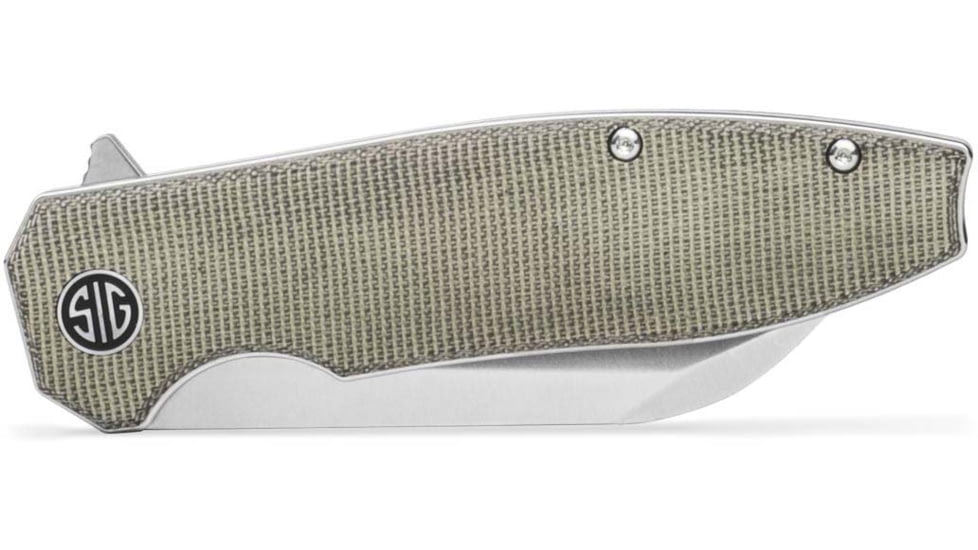 EIKONIC Knife Company Karak 3.25 Folding Wharncliffe Plain Black PVD Nitro-V Blade, 4 Green Canvas Micarta Handle, KA7SG