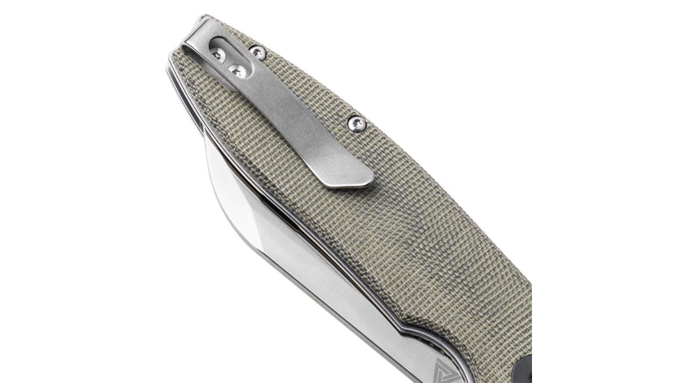 EIKONIC Knife Company Karak 3.25 Folding Wharncliffe Plain Black PVD Nitro-V Blade, 4 Green Canvas Micarta Handle, KA7SG