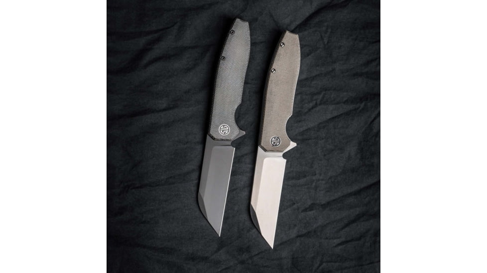 EIKONIC Knife Company Karak 3.25 Folding Wharncliffe Plain Black PVD Nitro-V Blade, 4 Green Canvas Micarta Handle, KA7SG