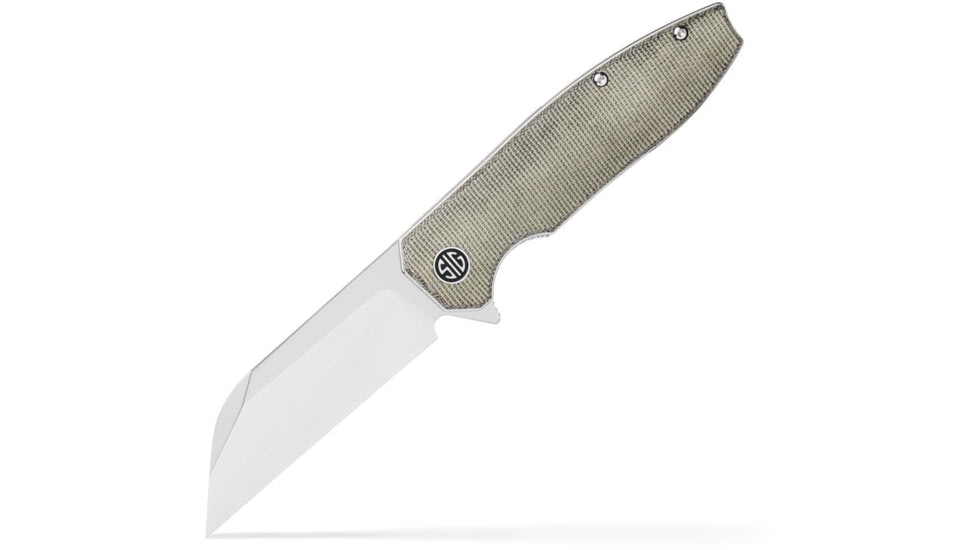 EIKONIC Knife Company Karak 3.25 Folding Wharncliffe Plain Black PVD Nitro-V Blade, 4 Green Canvas Micarta Handle, KA7SG
