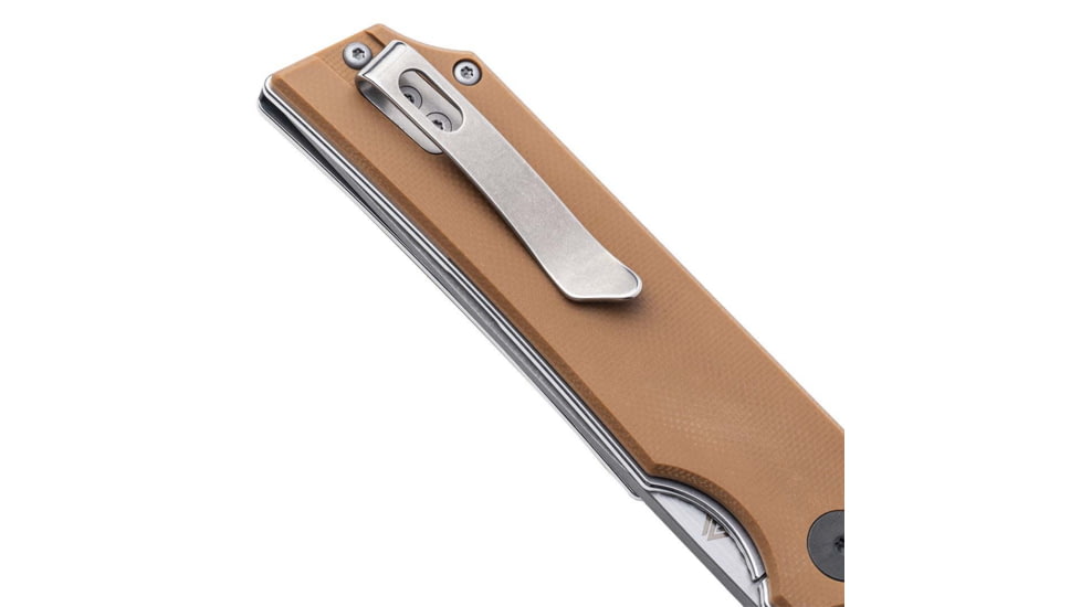 EIKONIC Knife Company Tsuru 3.30 Folding Tanto Plain Satin 154CM SS Blade, 4.20 Coyote Brown G10 Handle, TS8SBRN