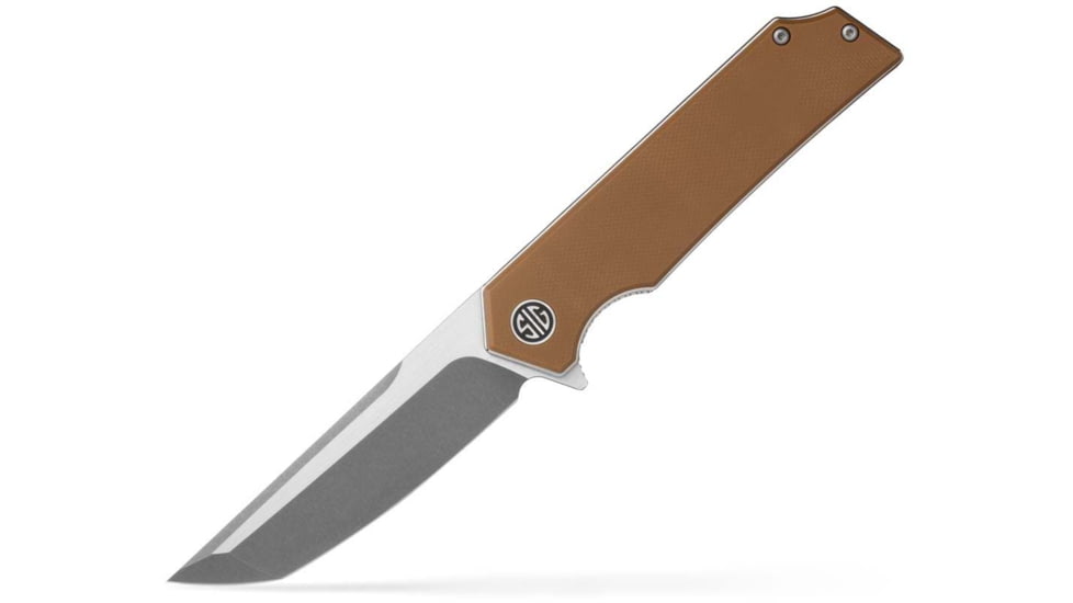 EIKONIC Knife Company Tsuru 3.30 Folding Tanto Plain Satin 154CM SS Blade, 4.20 Coyote Brown G10 Handle, TS8SBRN