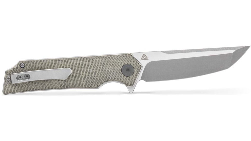 EIKONIC Knife Company Tsuru 3.30 Folding Tanto Plain Satin 154CM SS Blade, 4.20 Green Canvas Micarta Handle, TS8SG