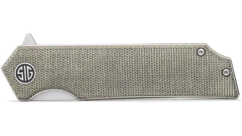 EIKONIC Knife Company Tsuru 3.30 Folding Tanto Plain Satin 154CM SS Blade, 4.20 Green Canvas Micarta Handle, TS8SG