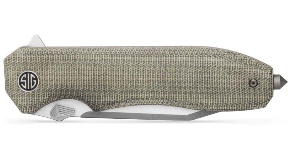 EIKONIC Knife Company Validus 3.78 Folding Modified Tanto Plain Dark Acid Stonewash/Satin M390 Steel Blade, 4.76 Green Canvas Micarta Handle, VA9GT