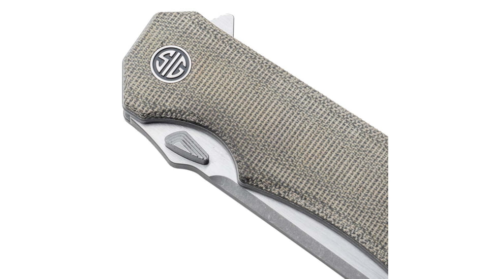 EIKONIC Knife Company Validus 3.78 Folding Modified Tanto Plain Dark Acid Stonewash/Satin M390 Steel Blade, 4.76 Green Canvas Micarta Handle, VA9GT