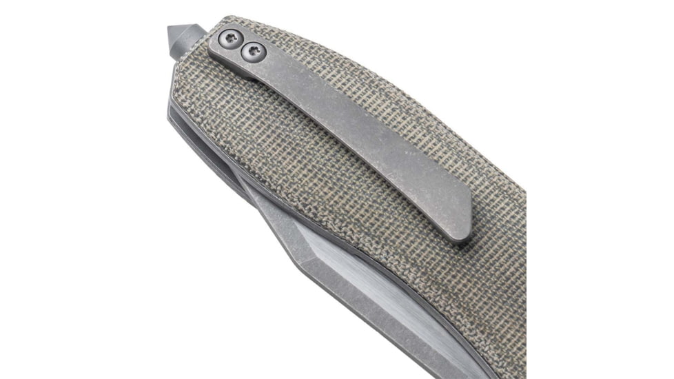 EIKONIC Knife Company Validus 3.78 Folding Modified Tanto Plain Dark Acid Stonewash/Satin M390 Steel Blade, 4.76 Green Canvas Micarta Handle, VA9GT