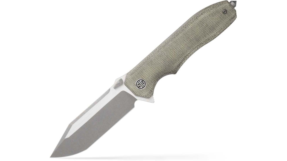 EIKONIC Knife Company Validus 3.78 Folding Modified Tanto Plain Dark Acid Stonewash/Satin M390 Steel Blade, 4.76 Green Canvas Micarta Handle, VA9GT