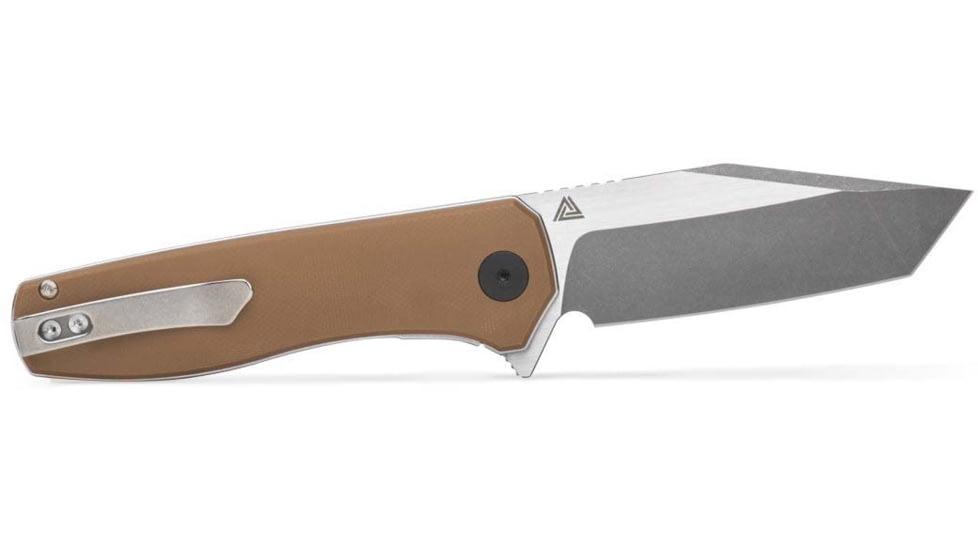 EIKONIC Knife Company Xiphos 3.40 Folding Modified Tanto Plain Dark Acid Stonewash/Satin Nitro-V Blade, 4.20 Coyote Brown G10 Handle, XI SBRN