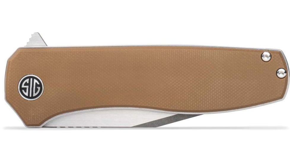 EIKONIC Knife Company Xiphos 3.40 Folding Modified Tanto Plain Dark Acid Stonewash/Satin Nitro-V Blade, 4.20 Coyote Brown G10 Handle, XI SBRN