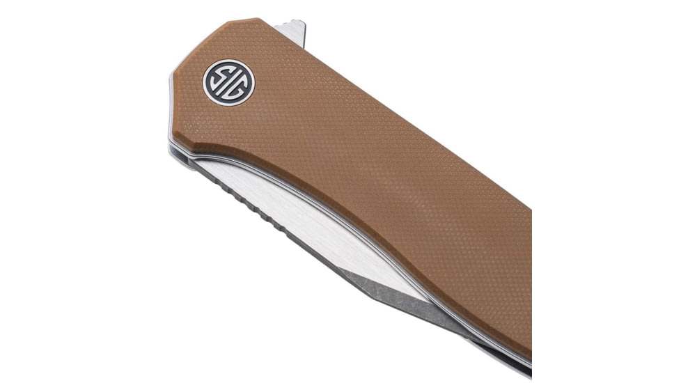 EIKONIC Knife Company Xiphos 3.40 Folding Modified Tanto Plain Dark Acid Stonewash/Satin Nitro-V Blade, 4.20 Coyote Brown G10 Handle, XI SBRN