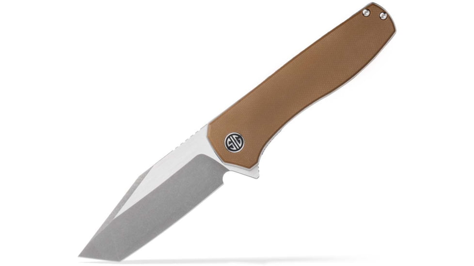 EIKONIC Knife Company Xiphos 3.40 Folding Modified Tanto Plain Dark Acid Stonewash/Satin Nitro-V Blade, 4.20 Coyote Brown G10 Handle, XI SBRN