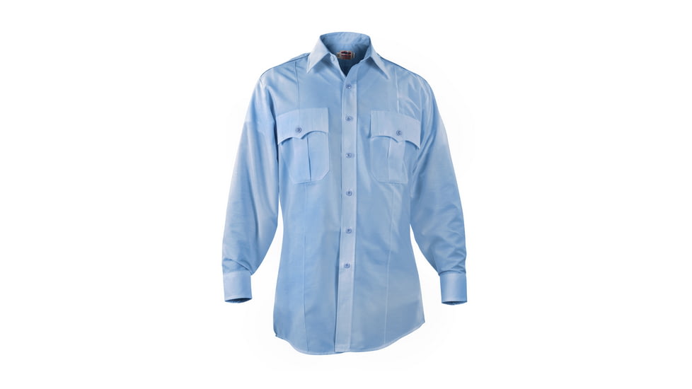 Elbeco Paragon Plus Short Sleeve Poplin Shirt, 18 in, 39 in, Blue, TP878-18.5-39