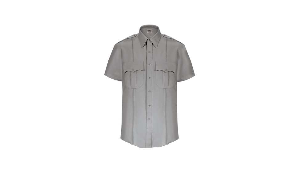 Elbeco TexTrop2 Zippered Short Sleeve Polyester Shirt - Mens, 16.5 in, Gray, Z3311N-16.5