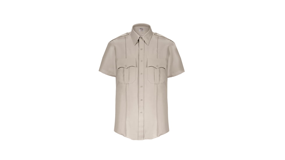 Elbeco TexTrop2 Zippered Short Sleeve Polyester Shirt - Mens, 17 in, Silver Tan, Z3312N-17