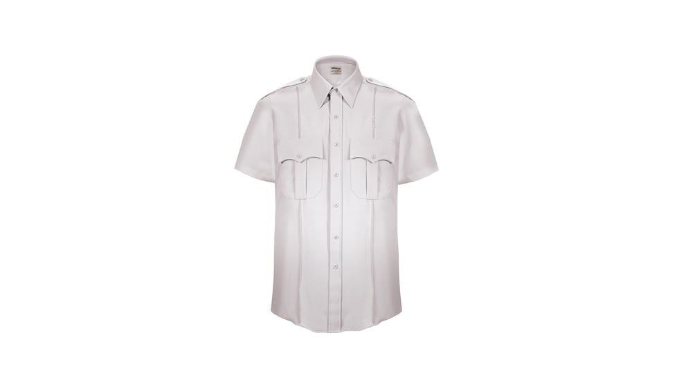Elbeco TexTrop2 Zippered Short Sleeve Polyester Shirt - Mens, 18.5 in, White, Z3310N-18.5