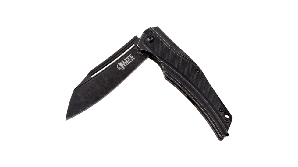 Elite Tactical Parallax Manual Folding Knife, 3.5in, Stainless Steel D2, Drop Point, Black, G10 Handle, ET-FDR005BK
