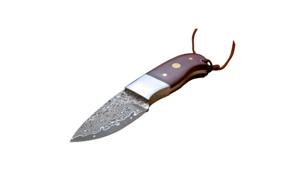 Elk Ridge Drop Point Fixed Blade Knife, 2.25 in, Damascus Steel, Rose Wood, ER-111RDM
