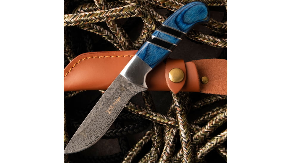 Elk Ridge Drop Point Fixed Blade Knife, 3.75 in, 3Cr13 Stainless Steel Stainless Steel, Blue, ER-200-20BL