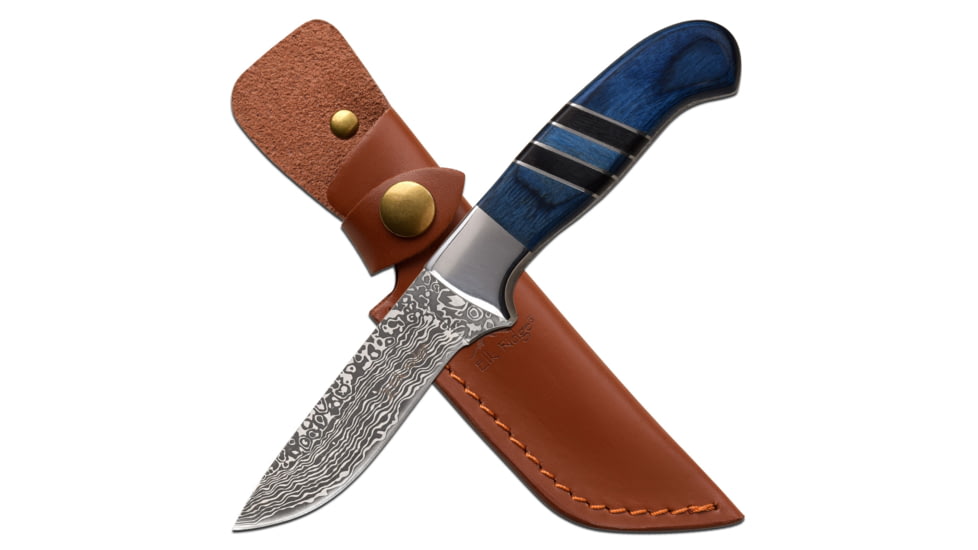 Elk Ridge Drop Point Fixed Blade Knife, 3.75 in, 3Cr13 Stainless Steel Stainless Steel, Blue, ER-200-20BL