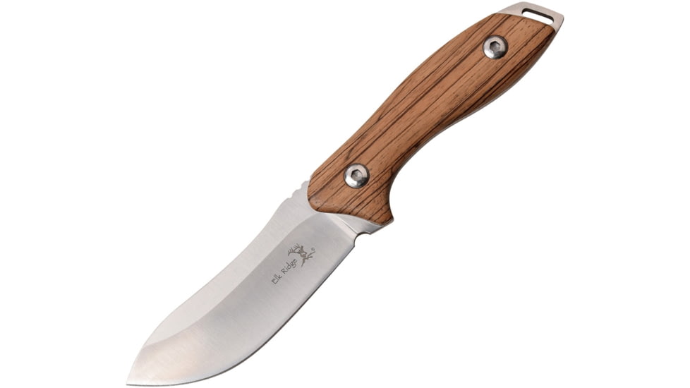 Elk Ridge Drop Point Fixed Blade Knife, 4 in, 3Cr13 Stainless Steel Stainless Steel, Zebra Wood, ER-200-03D