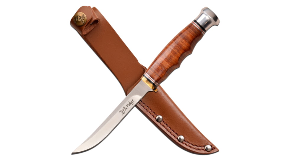 Elk Ridge Outskirt Fixed Blade Skinner Knife, 8Cr13 Stainless Steel, Drop Point, Light Brown, ER-200-30LBR