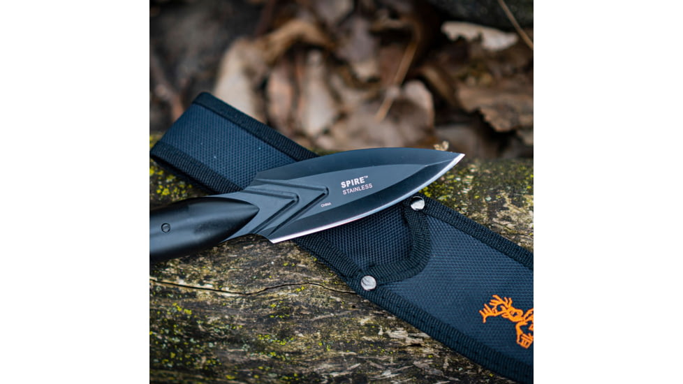 Elk Ridge Spire Fine Edge Fixed Blade Knife, 4.25in, Stainless Steel 3CR14MoV, Spear Point, Black Handle, ER-SP002BK