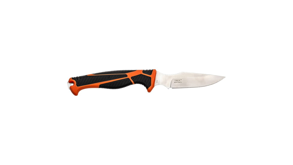 Elk Ridge Trek Fixed Blade Caping Knife, 4in, Stainless Steel 8Cr13MoV, Drop Point, Black/Orange Handle, ER-TKFIX003CS
