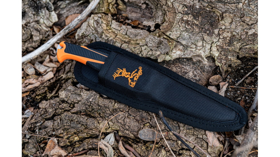 Elk Ridge Trek Fixed Blade Caping Knife, 4 in, 8Cr13 Stainless Steel, Drop Point, Black/Orange, ER-TKFIX003
