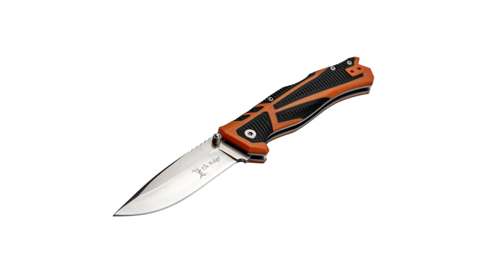 Elk Ridge Trek Manual Folding Knife, 3.5in, Stainless Steel 8Cr13MoV, Drop Point, Satin Handle, ER-TKFDR001
