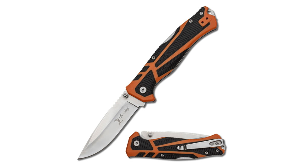 Elk Ridge Trek Manual Folding Knife, 3.5in, Stainless Steel 8Cr13MoV, Drop Point, Satin Handle, ER-TKFDR001