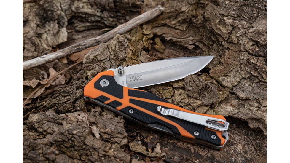 Elk Ridge Trek Manual Folding Knife, 3.5in, Stainless Steel 8Cr13MoV, Drop Point, Satin Handle, ER-TKFDR001