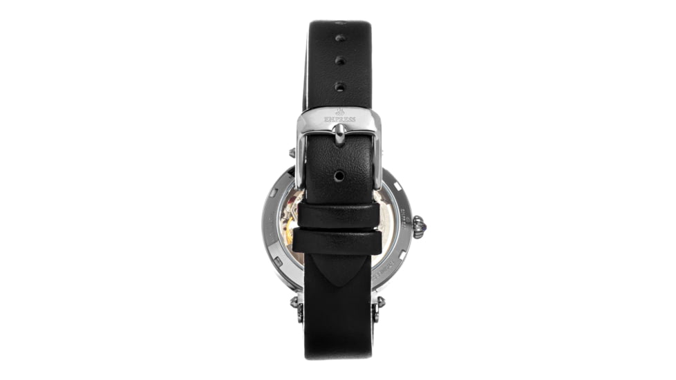 Empress Alouette Automatic Semi-Skeleton Leather-Band Watch, Black - Womens, EMPEM3404