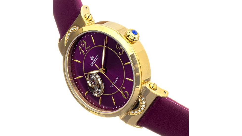 Empress Alouette Automatic Semi-Skeleton Leather-Band Watch, Fuschia - Womens, EMPEM3401