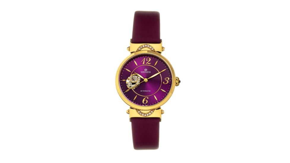 Empress Alouette Automatic Semi-Skeleton Leather-Band Watch, Fuschia - Womens, EMPEM3401
