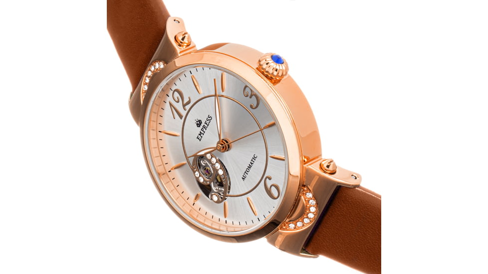 Empress Alouette Automatic Semi-Skeleton Leather-Band Watch, Light Brown - Womens, EMPEM3405