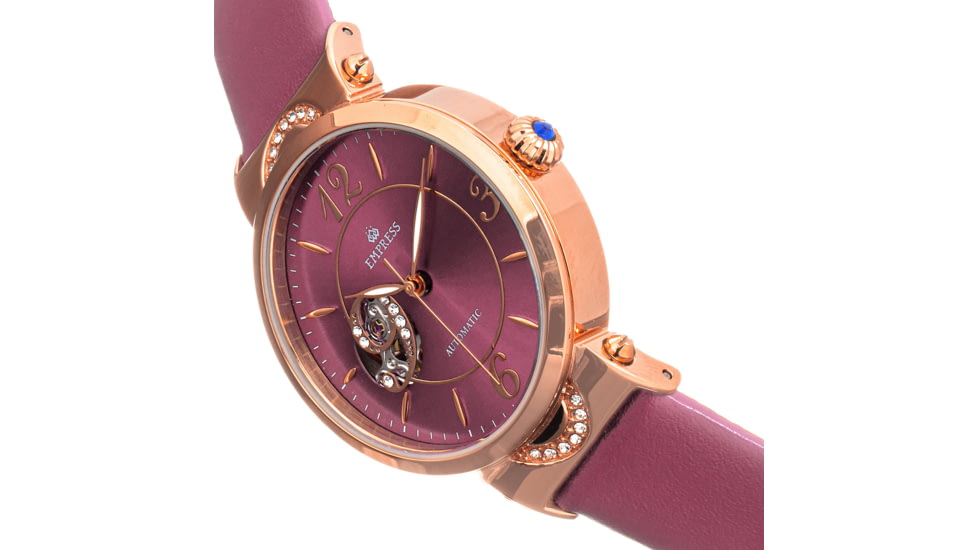Empress Alouette Automatic Semi-Skeleton Leather-Band Watch, Pink - Womens, EMPEM3406