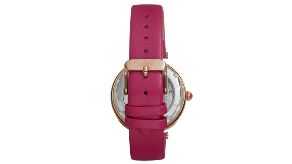 Empress Anne Automatic Semi-Skeleton Leather-Band Watch, Hot Pink, One Size, EMPEM3105