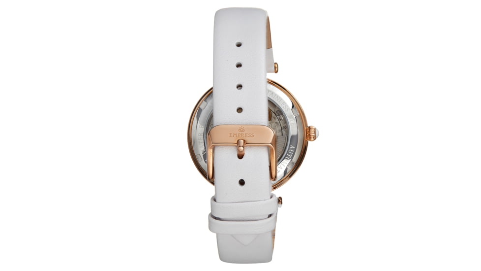 Empress Anne Automatic Semi-Skeleton Leather-Band Watch, White, One Size, EMPEM3104