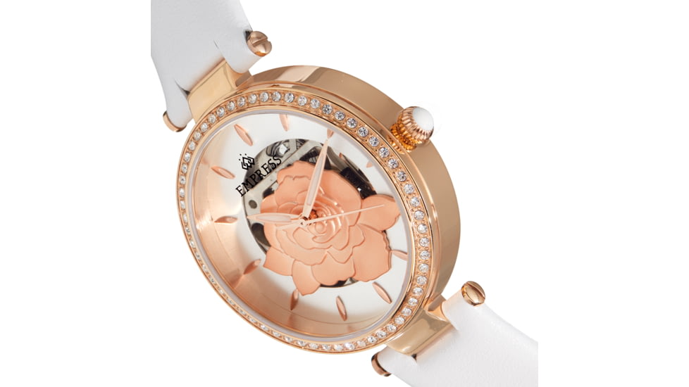 Empress Anne Automatic Semi-Skeleton Leather-Band Watch, White, One Size, EMPEM3104