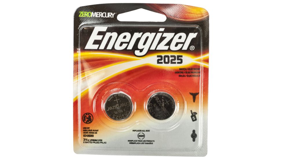 Energizer 3 Volt Lithium Coin Button Cell Electronic / Watch Battery, CR2025, Pack of 2, 2025BP-2