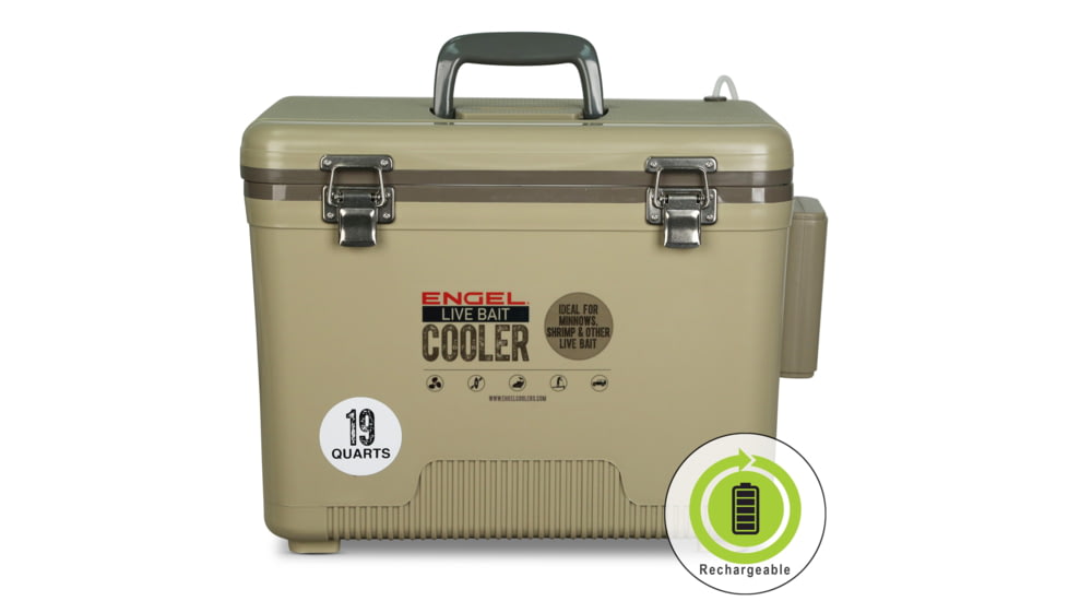 Engel Coolers Engel 19Qt Live bait Pro Cooler with AP3 Rechargeable Aerator &amp; Stainless Hardware, LBC19S-PRO