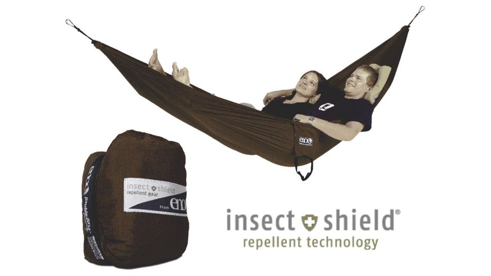 Double Nest Hammock w/ Insect Shield-tomato/khaki